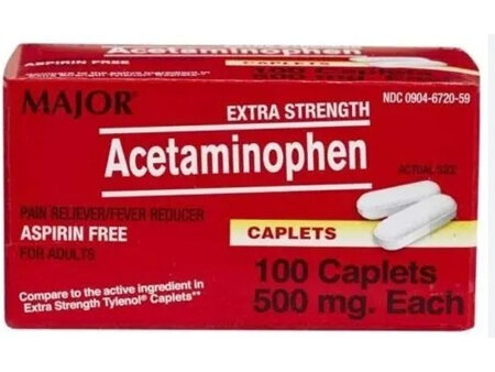 Acetaminophen 100 caplets 500mg each