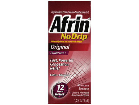 Afrin No Drip Original Oxymetazoline HCl Nasal Decongestant Pump Mist