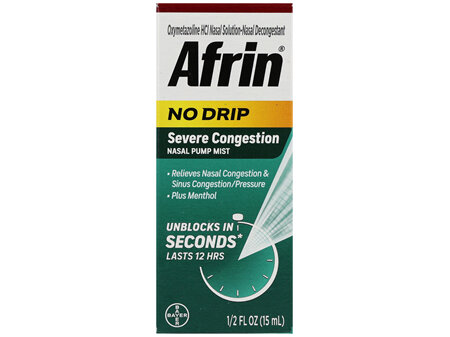 Afrin No Drip Severe Congestion Oxymetazoline HCl Nasal Pump Mist