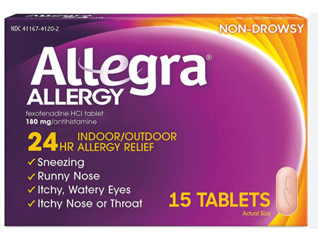 Allegra Allergy 24 hr. 180mg 15 tablets