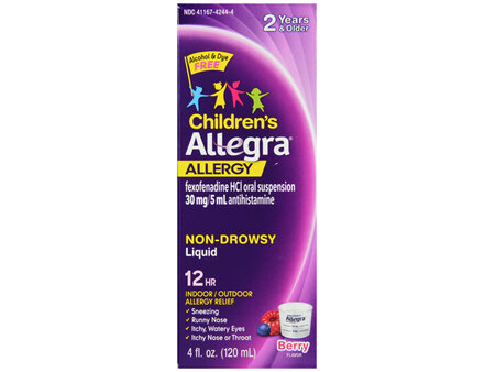 Allegra Children's Allergy 12 Hr Fexofenadine HCl 30 mg Antihistamine Liquid Berry
