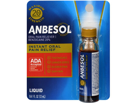 Anbesol Benzocaine 20% Instant Oral Pain Relief Liquid Maximum Strength