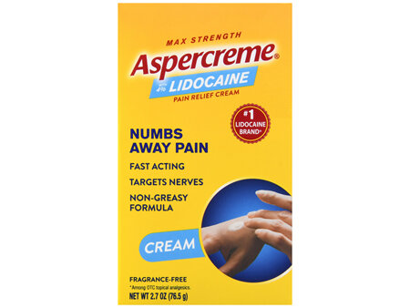 Aspercreme 4% Lidocaine Pain Relief Cream Max Strength Fragrance-Free