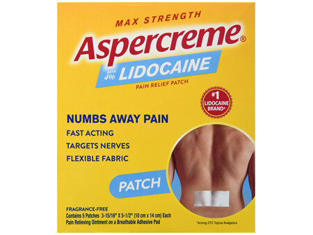 Aspercreme 4% Lidocaine Pain Relief Patches Max Strength Fragrance-Free