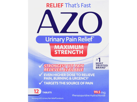 AZO Phenazopyridine Hydrochloride 99.5 mg Urinary Pain Relief Tablets Maximum Strength