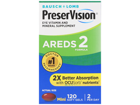 Bausch + Lomb PreserVision AREDS 2 Formula Eye Vitamin And Mineral Supplement Mini Soft Gels