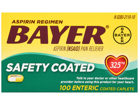 Bayer Safety Coated Aspirin Regimen 325 mg (NSAID) Pain Reliever Tablets