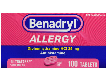 Benadryl Allergy Diphenhydramine HCl 25 mg Antihistamine Ultratabs