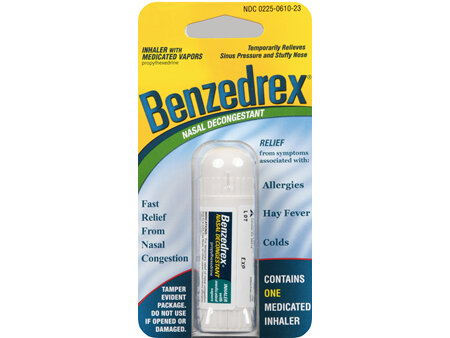 Benzedrex Propylhexedrine Nasal Decongestant Medicated Inhaler