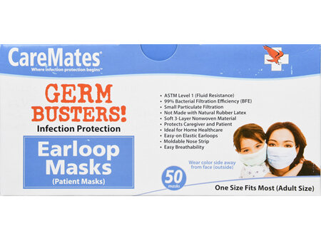 CareMates Germ Busters! Earloop Masks Adult One Size