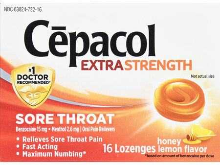 Cepacol Extra Strength Sore Throat Lozenges Honey Lemon