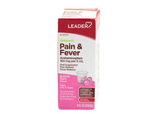 Children's pain and fever acetaminophen bubble gum flavor