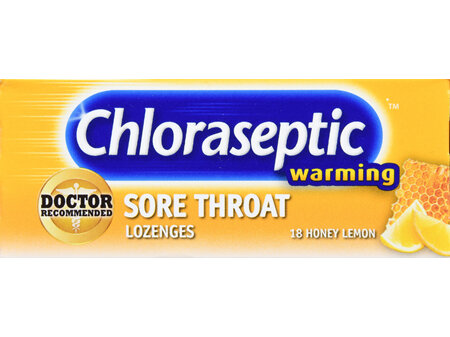 Chloraseptic Benzocaine Oral Pain Reliever Sore Throat Lozenges Honey Lemon Warming