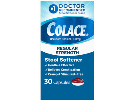 Colace Docusate Sodium 100 mg Regular Strength Stool Softener Capsules