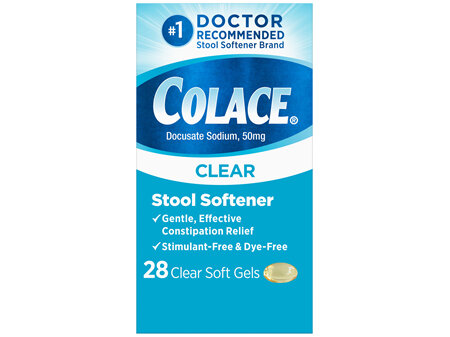 Colace Docusate Sodium 50 mg Stool Softener Clear Soft Gels