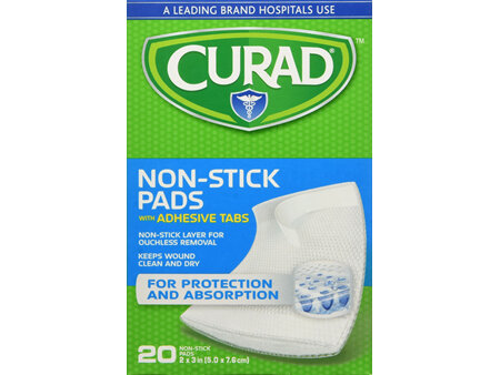 Curad Non-Stick Pads with Adhesive Tabs 2 x 3 Inches