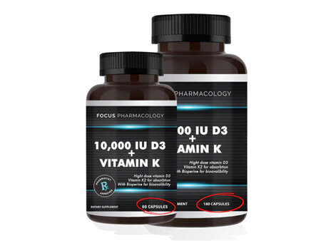 D3 + K2 180 count 10,000 IU