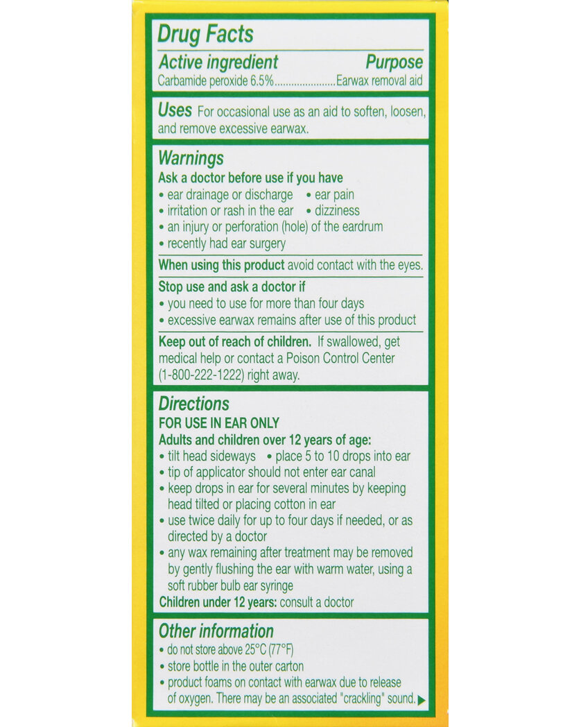 Debrox Contents Debrox Carbamide Peroxide Earwax Removal Aid - Buena Vista Drug