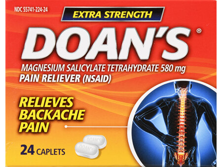 Doan's Magnesium Salicylate Tetrahydrate 580 mg Backache Pain Caplets Extra Strength