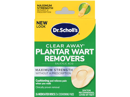 Dr. Scholl's Clear Away Plantar Wart Remover Medicated Discs & Cushioning Pads Maximum Strength