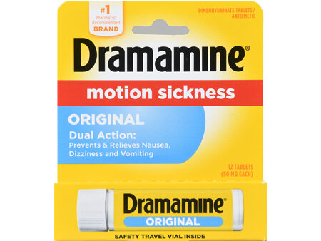 Dramamine Motion Sickness Dimenhydrinate 50 mg Antiemetic Dual Action Tablets Original