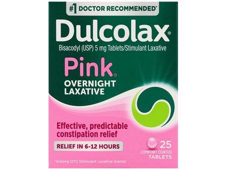 Dulcolax Pink Bisacodyl (USP) 5 mg Overnight Laxative Comfort Coated Tablets