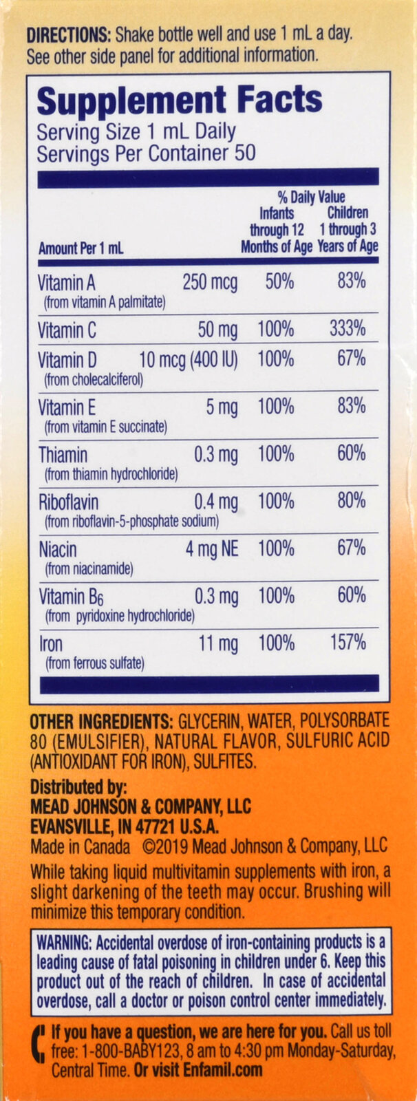 Enfamil PolyViSol with Iron Liquid Multivitamin Supplement Buena