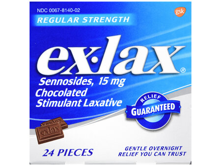 Ex-Lax Sennosides 15 mg Chocolated Stimulant Laxative Pieces Regular Strength