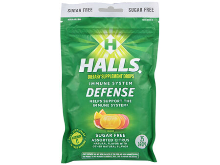 Halls Immune System Defense Vitamin C Drops Sugar Free Assorted Citrus