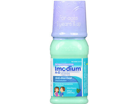 Imodium A-D Ages 6 & Up Loperamide HCl 1 mg Anti-Diarrheal Oral Solution Mint