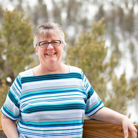 Judi Sailors, Gift Buyer and Merchandiser for Buena Vista Drug, standing outside