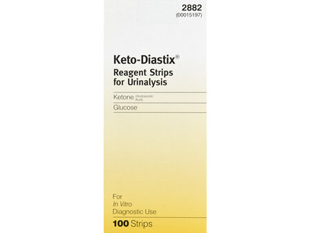 Keto-Diastix Reagent Strips For Urinalysis Ketone (Acetoacetic Acid)/Glucose