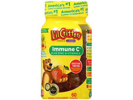 L'il Critters Immune C plus Zinc And Vitamin D Gummies Cherry, Lemon, Orange, Strawberry