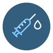 Medical syringe and droplet icon