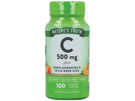 Nature's Truth C 500 mg Plus Bioflavonoids & Wild Rose Hips Coated Caplets