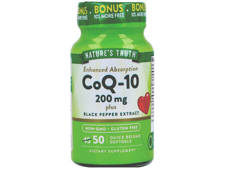 Nature's Truth CoQ-10 200 mg Plus Black Pepper Extract Quick Release Softgels