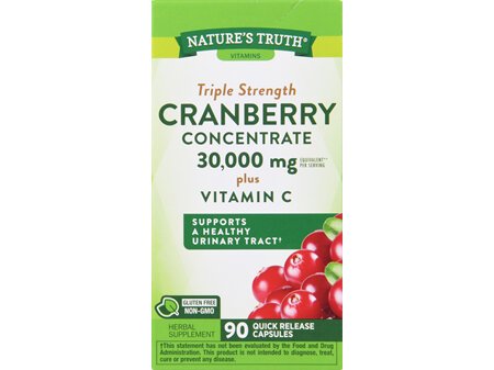 Nature's Truth Cranberry Concentrate 30,000 mg Plus Vitamin C Quick Release Capsules Triple Strength