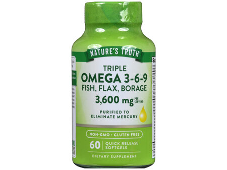 Nature's Truth Triple Omega 3-6-9 Fish, Flax, Borage 3,600 mg Quick Release Softgels