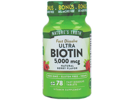 Nature's Truth Ultra Biotin 5,000 mcg Fast Dissolve Tablets Natural Berry