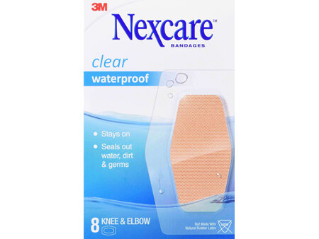 Nexcare Bandages Waterproof Knee & Elbow 2.38 x 3.5 In Clear