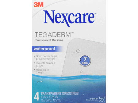 Nexcare Tegaderm Transparent Dressings Waterproof 4 x 4.75 In