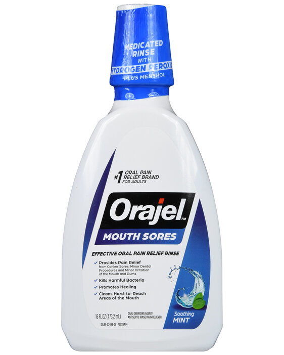 Medicated Rinse Orajel Mouth Sores Medicated Rinse Soothing Mint - Rocky Ridge Drug Co.