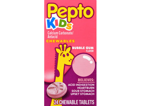 Pepto-Bismol Kids Calcium Carbonate Chewable Tablets Bubble Gum