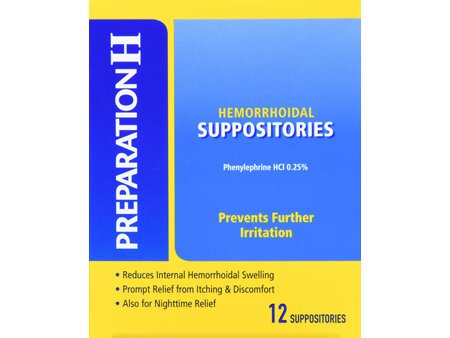 Preparation H Phenylephrine HCI 0.25% Hemorrhoidal Suppositories