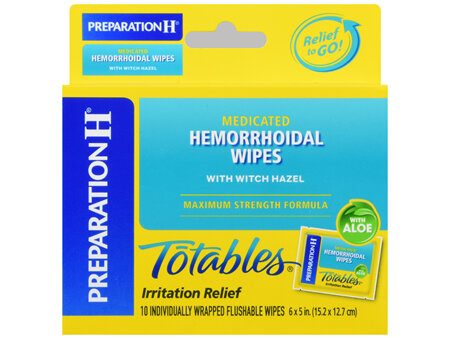 Preparation H Totables Medicated Hemorrhoidal Wipes With Witch Hazel And Aloe Maximum Strength