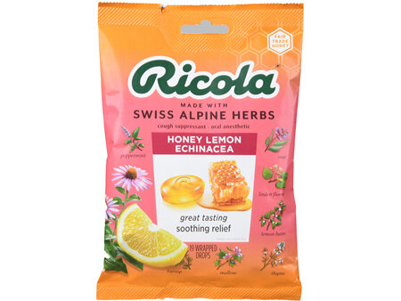 Ricola Cough Suppressant/Oral Anesthetic Drops Honey Lemon Echinacea