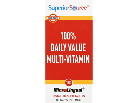 SuperiorSource 100% Daily Value Multi-Vitamin MicroLingual Instant Dissolve Tablets