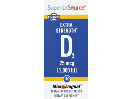 SuperiorSource D3 25 mcg MicroLingual Instant Dissolve Tablets Extra Strength