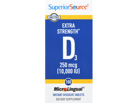 SuperiorSource D3 250 mcg MicroLingual Instant Dissolve Tablets Extra Strength