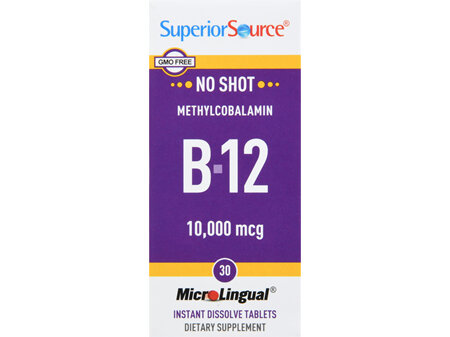 SuperiorSource No Shot B-12 10,000 mcg MicroLingual Instant Dissolve Tablets